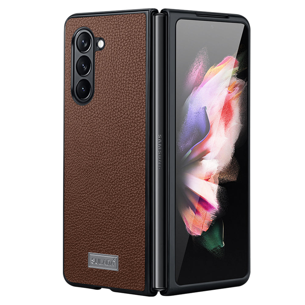 SULADA Pro Samsung Galaxy Z Fold5 5G Litchi Texture Slim Case PU Leather Coated PC TPU Kryt telefonu SULADA Pro Samsung Galaxy Z Fold5 5G Litchi Texture Slim Case PU Leather Coated PC TPU Kryt telefonu